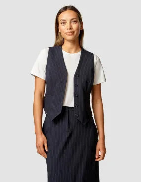 Essential Vest Short Navy Pinstripe