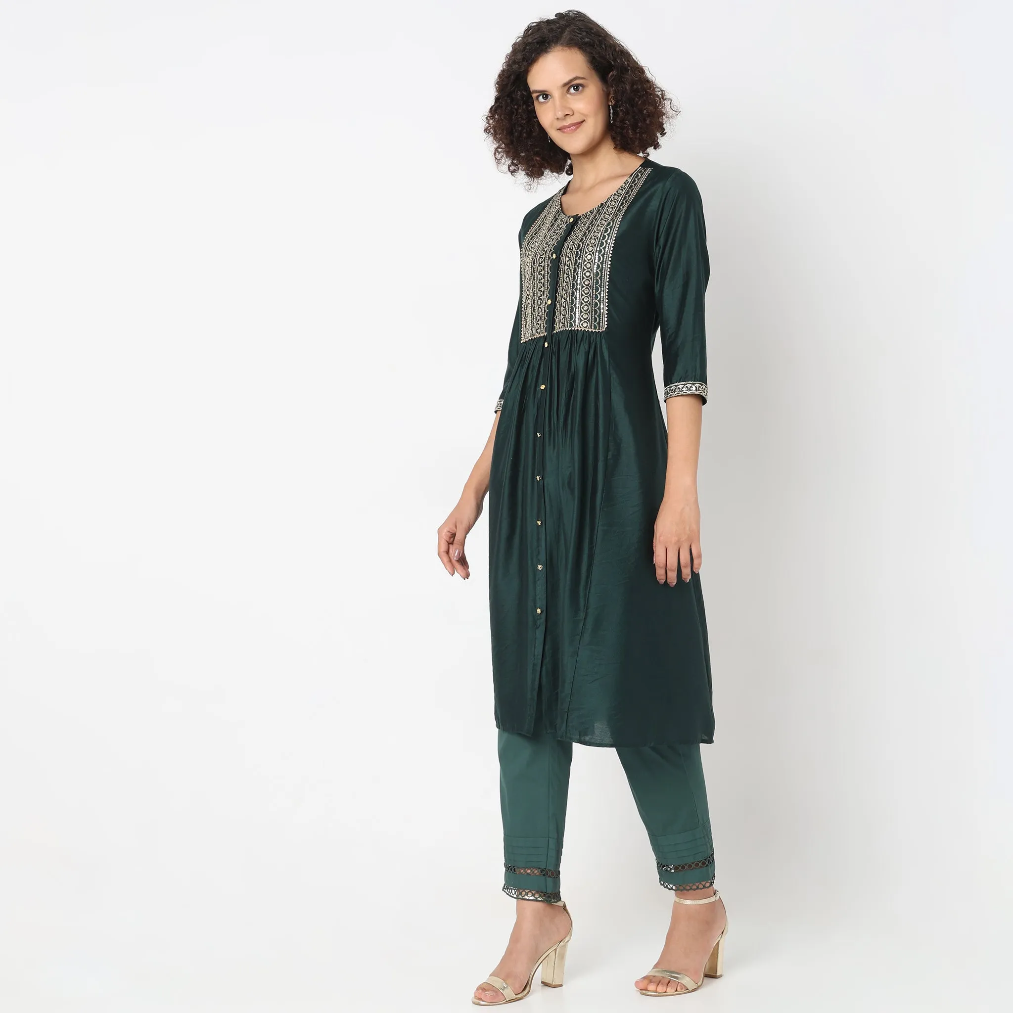 Flare Fit Embellished Kurta