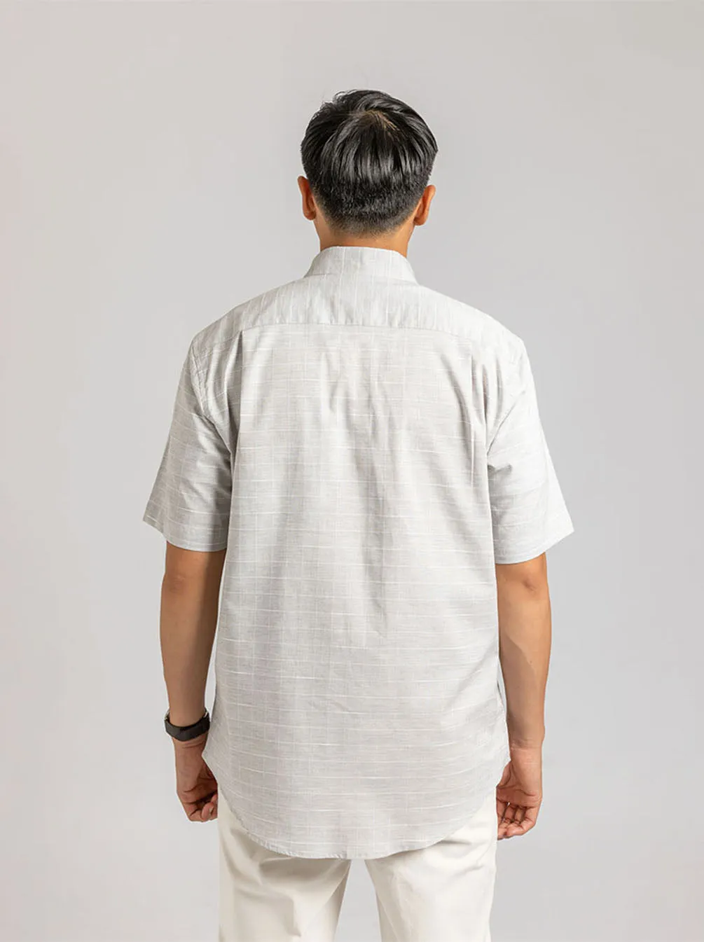 GALEN SHORT SLEEVE SHIRT LIGHT GREY SQUARE