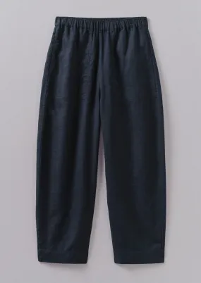 Garment Dyed Linen Barrel Leg Pants | Midnight