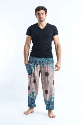 Geometric Mandalas Men's Harem Pants in Silver Gray