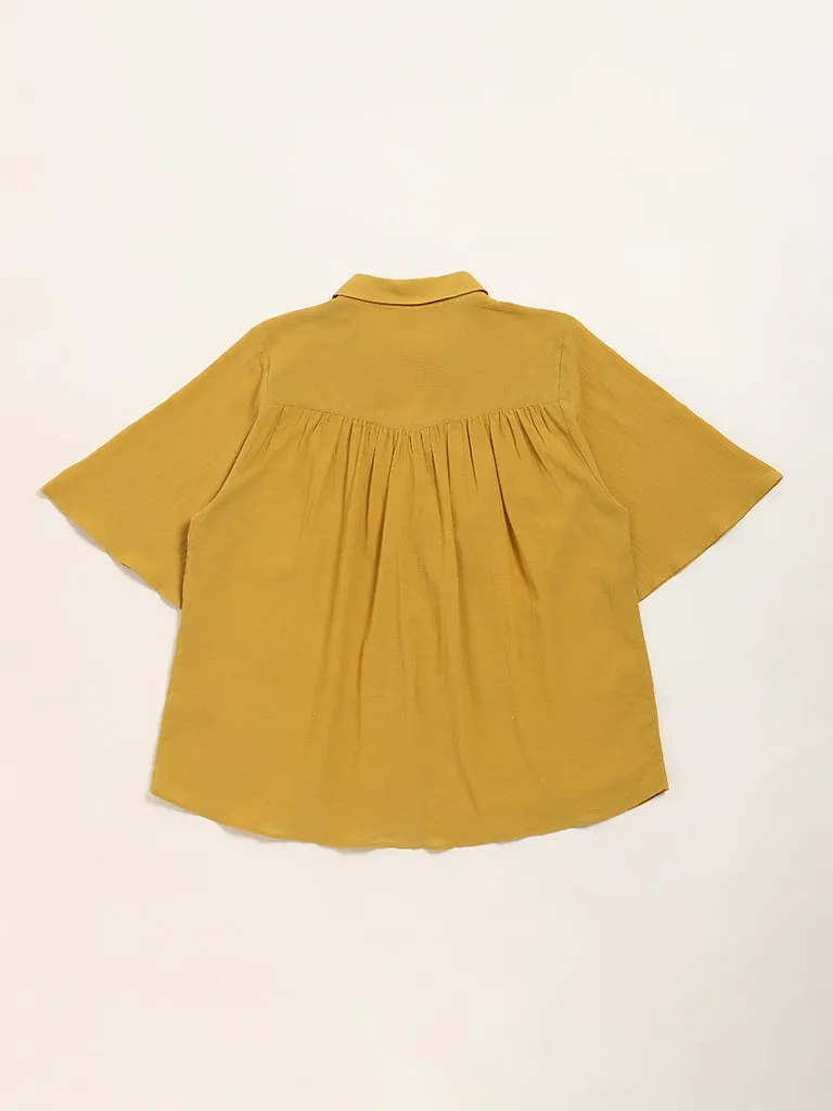 Gia Mustard Solid Cotton Shirt