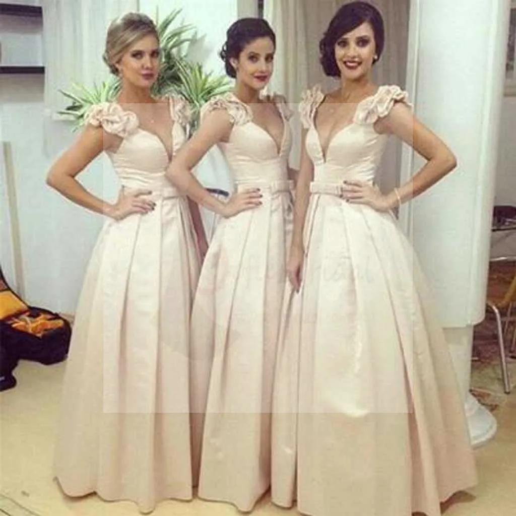 Gorgeous Off Shoulder V-Neck Sexy Affordable Wedding Party Bridesmaids Long Ball Gown, WG098