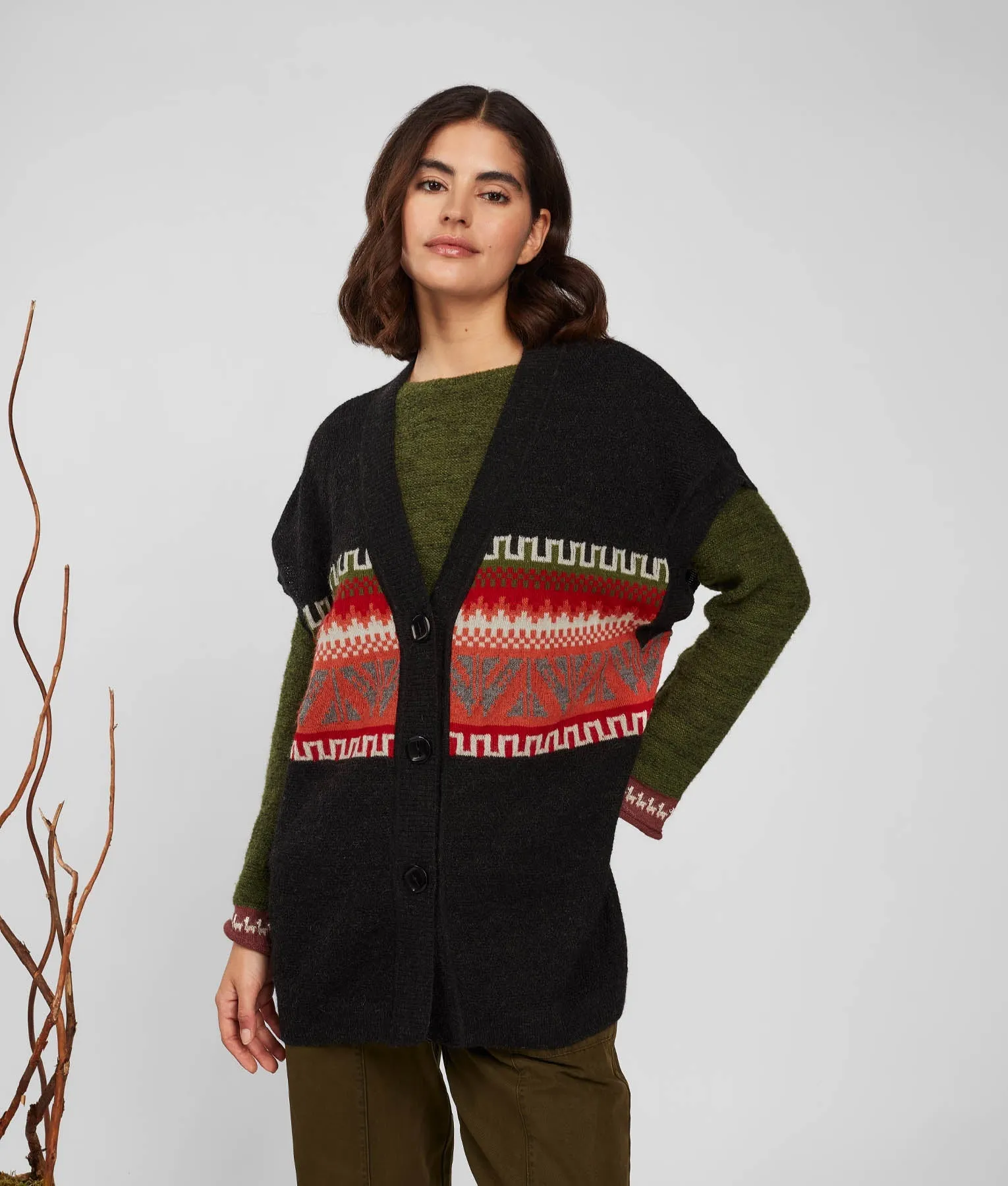 Jacquard Landscape Poncho Vest