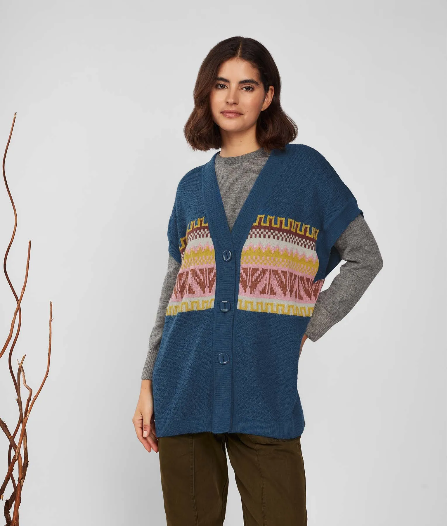 Jacquard Landscape Poncho Vest