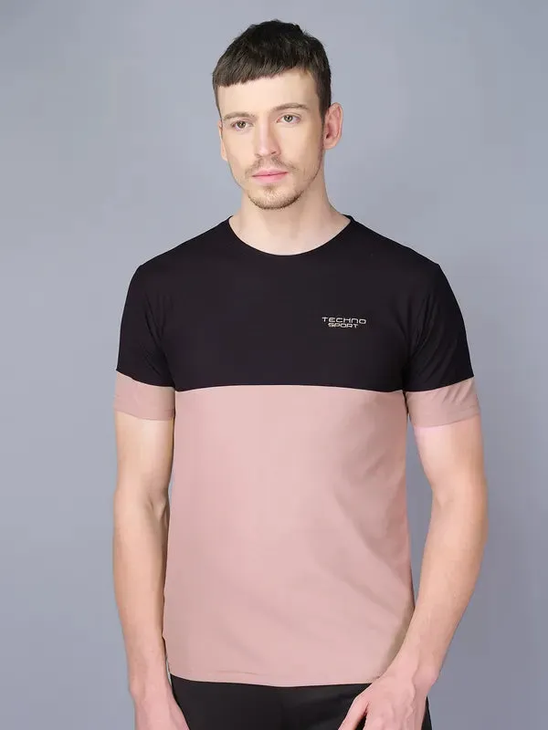 Men Colorblock Slim Fit Crew Neck T-shirt with TECHNO GUARD