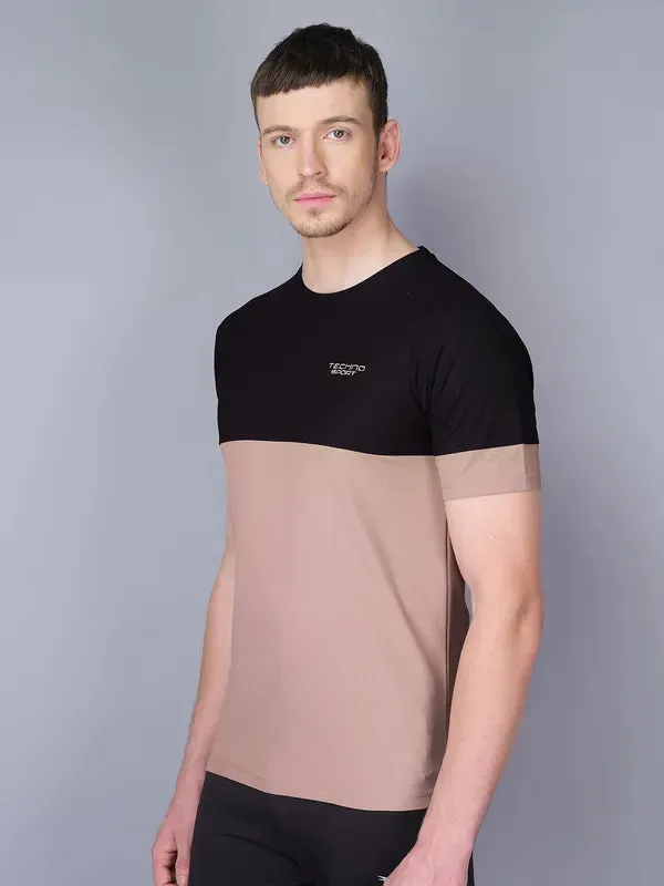 Men Colorblock Slim Fit Crew Neck T-shirt with TECHNO GUARD