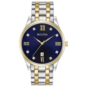 MEN'S TWO-TONE STEEL CLASSIC BULOVA WITH DIAMONDS