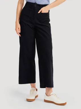 Milou Organic Cotton Corduroy Wide Leg Culottes - Black