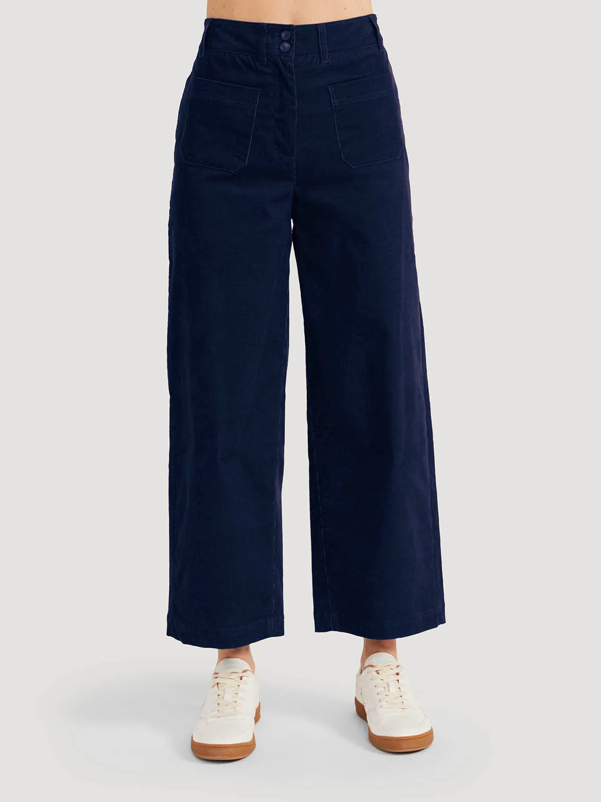 Milou Organic Cotton Corduroy Wide Leg Culottes - Navy