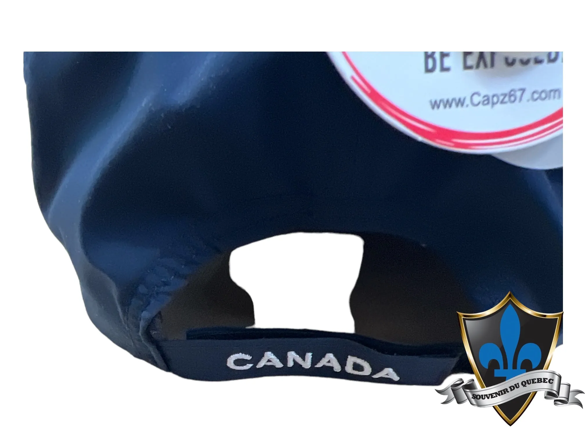 Navy blue Canada patch cap with leaf.