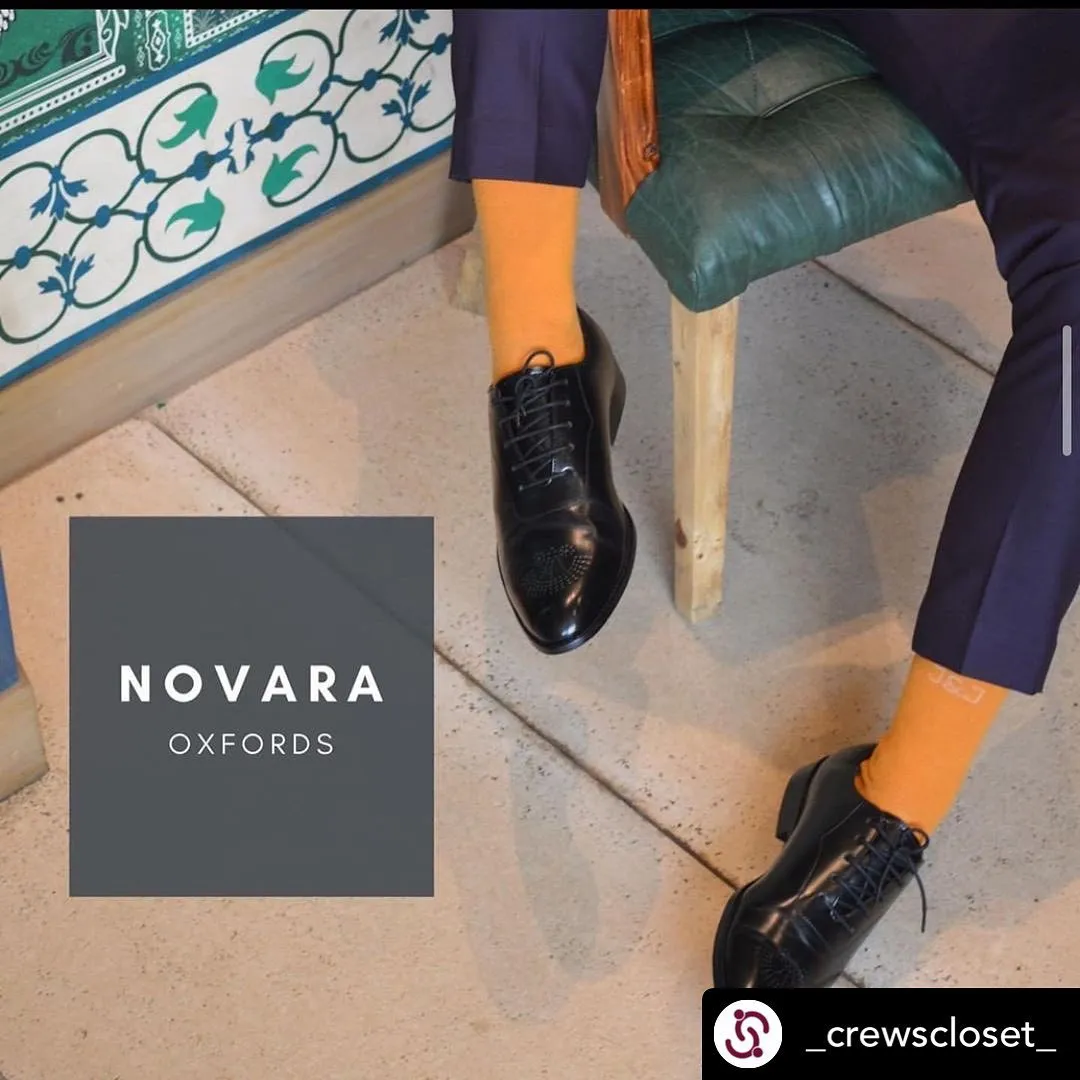 Novara Black Medallion-Toe  Oxfords