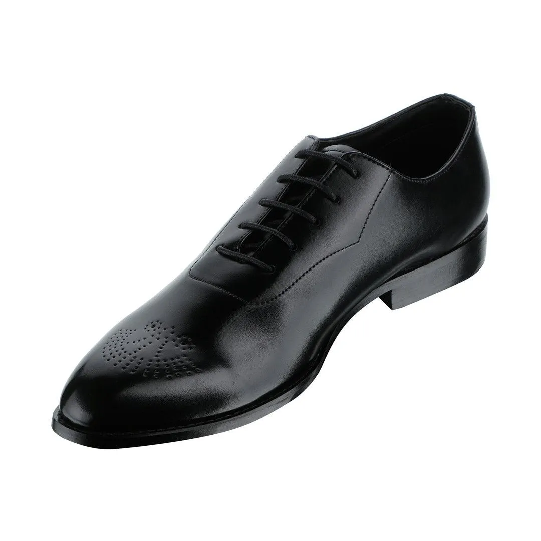 Novara Black Medallion-Toe  Oxfords