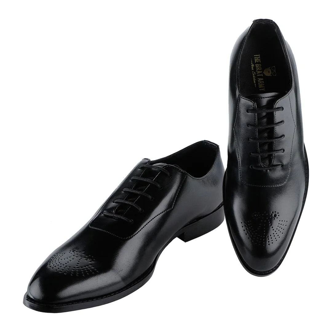 Novara Black Medallion-Toe  Oxfords