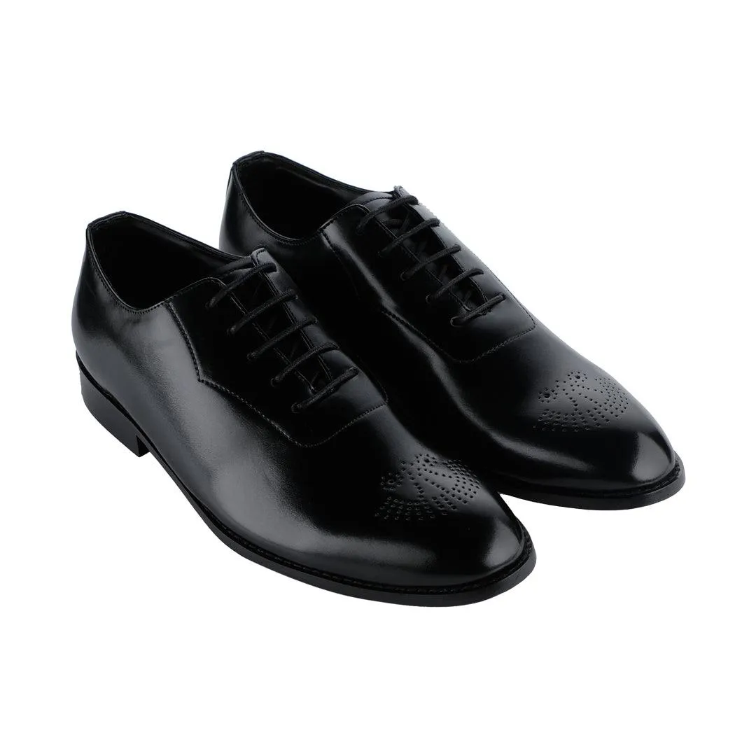 Novara Black Medallion-Toe  Oxfords