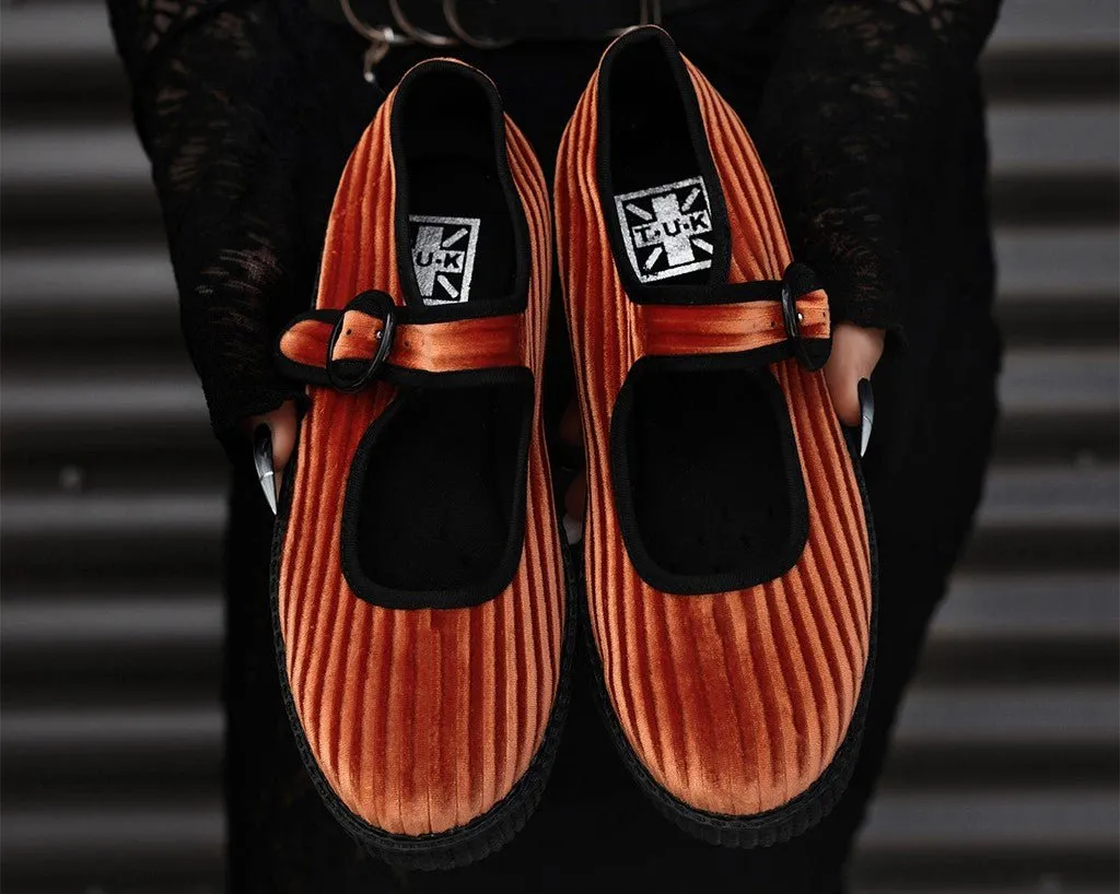 Orange Corduroy Viva Low Mary Jane