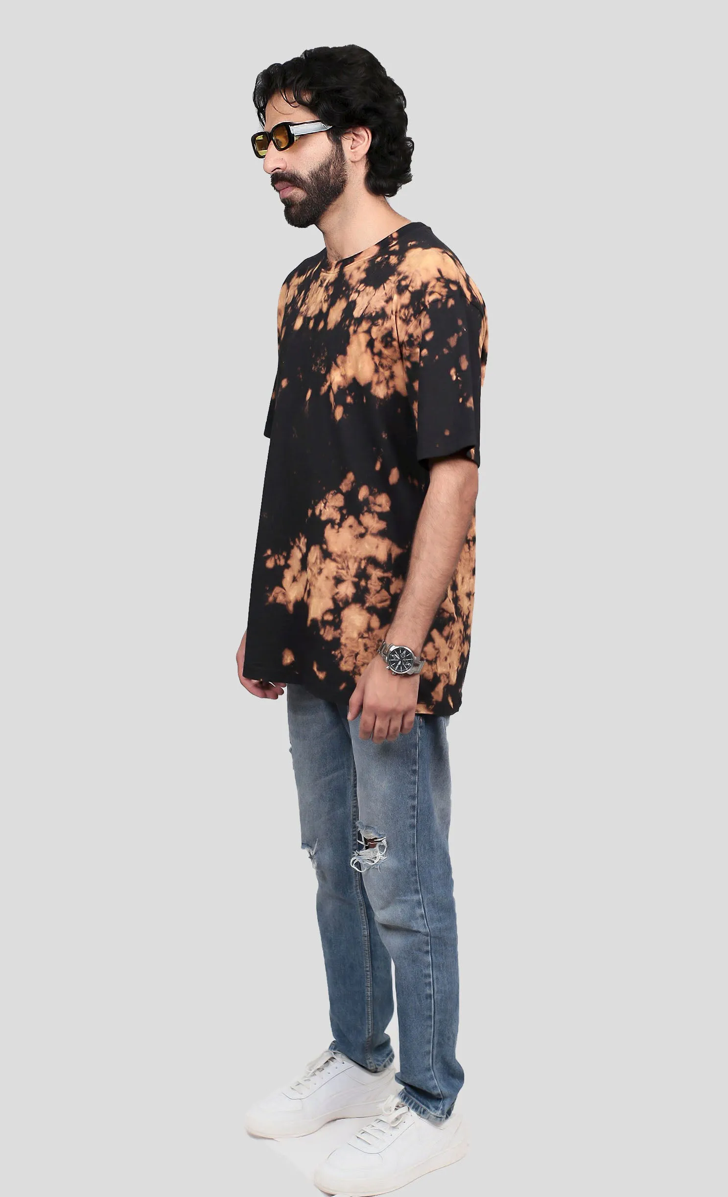 Oversized Black Tie & Dye T-shirt