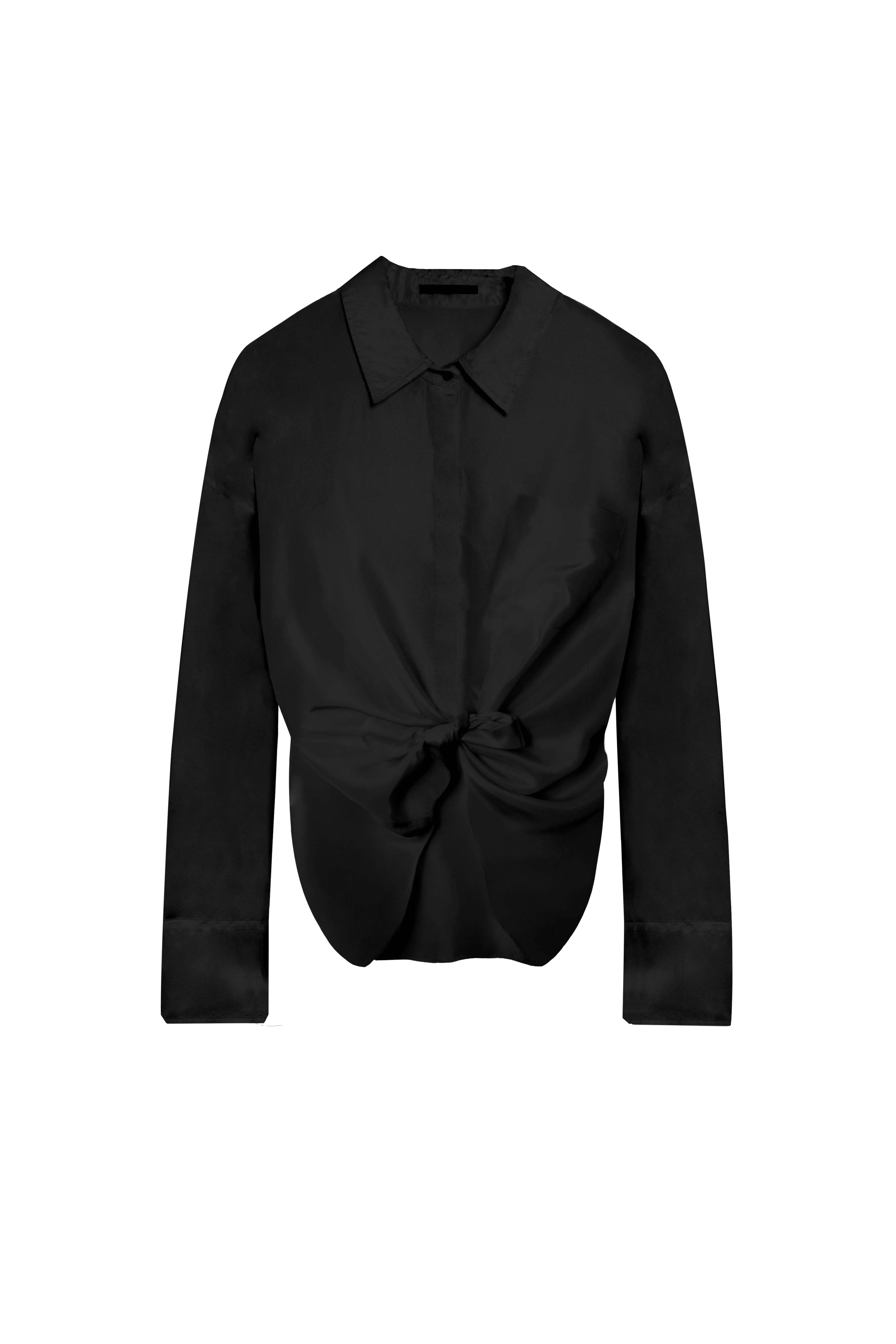 Oversized Habotai Button Down - Black