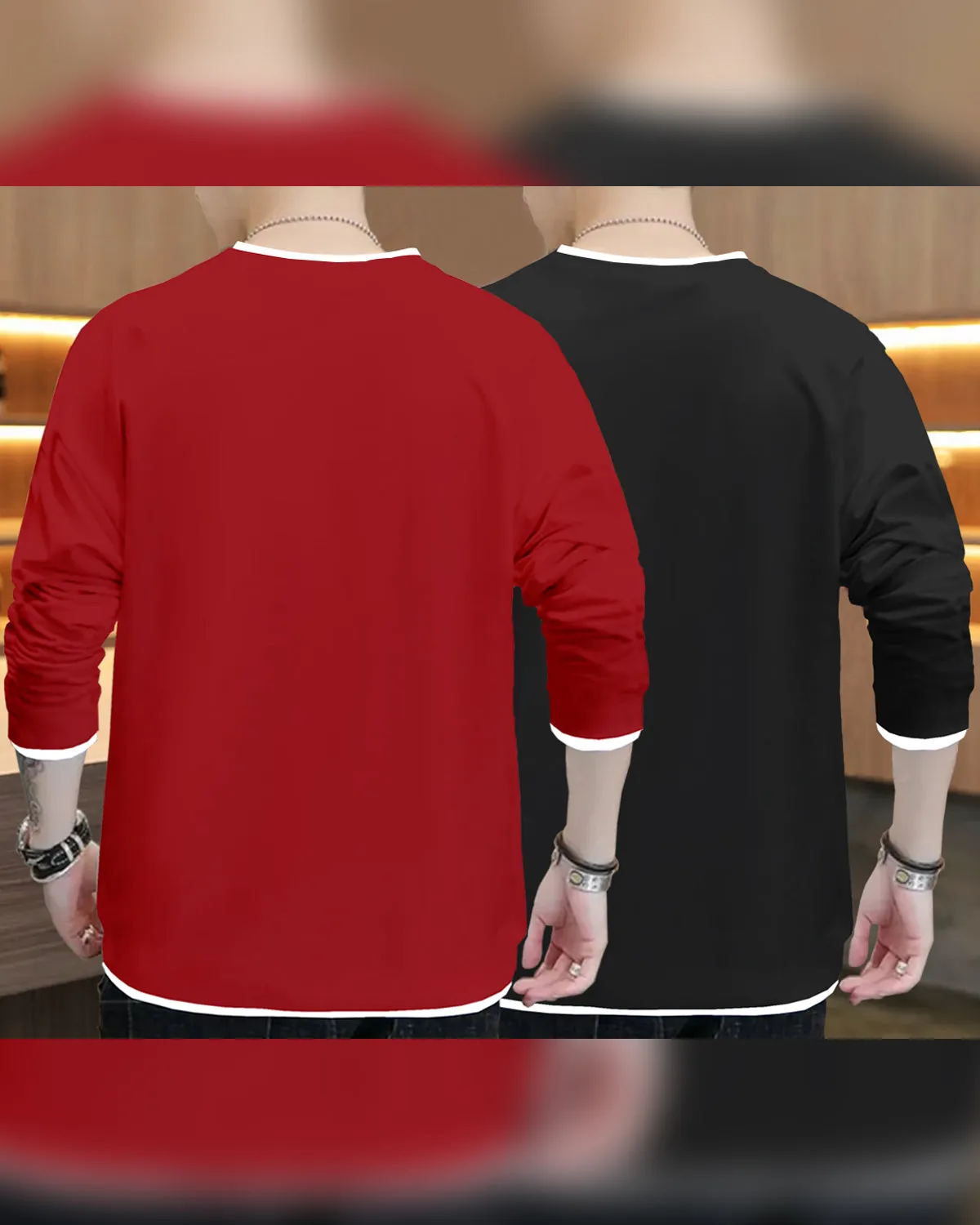 (Pack of 2) Men Full Sleeve T-shirts Combo | 4 COLORS SET