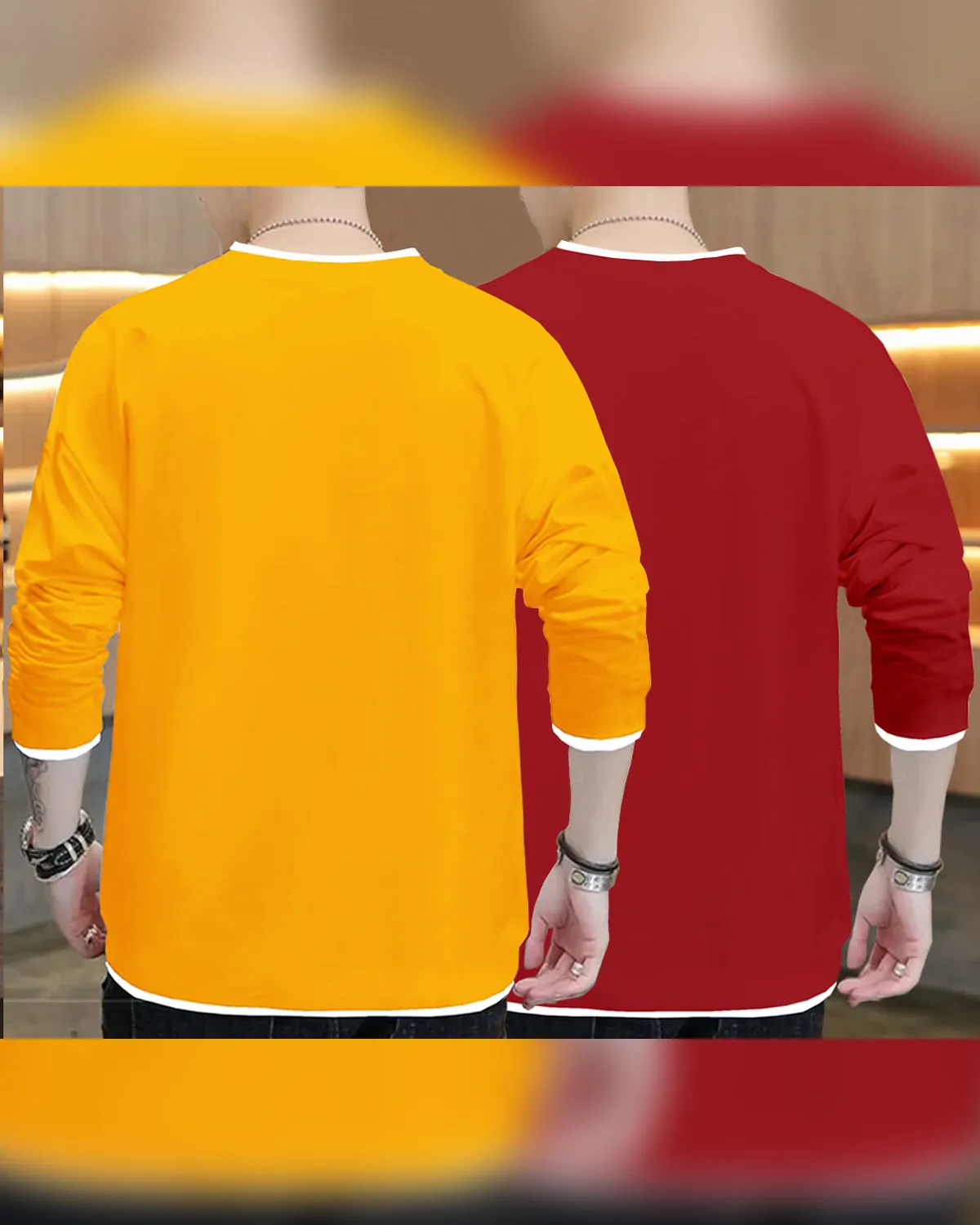 (Pack of 2) Men Full Sleeve T-shirts Combo | 4 COLORS SET