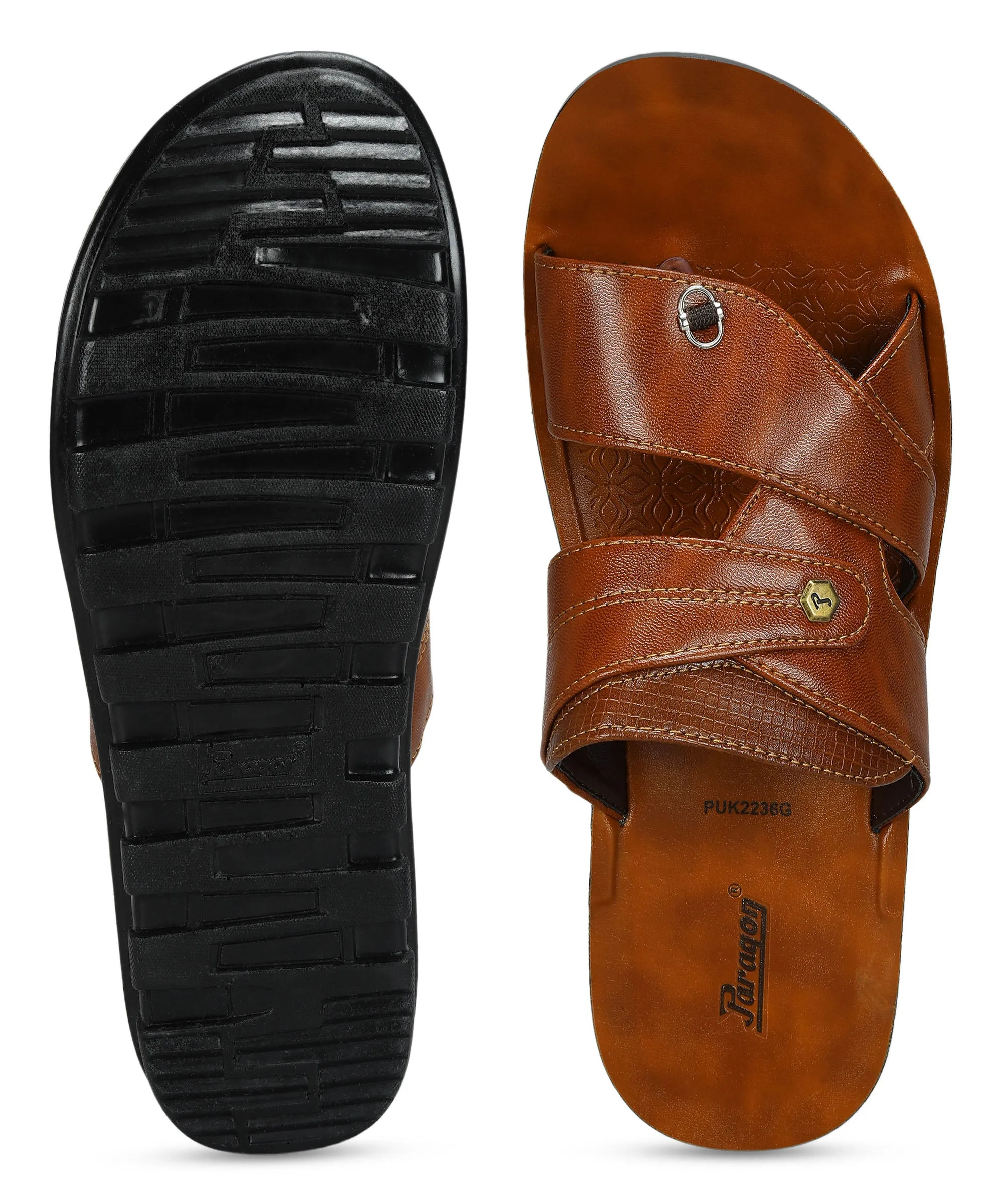 Paragon Men's Slip-on Brown Sandals for Men | Comfortable Sole & Durable