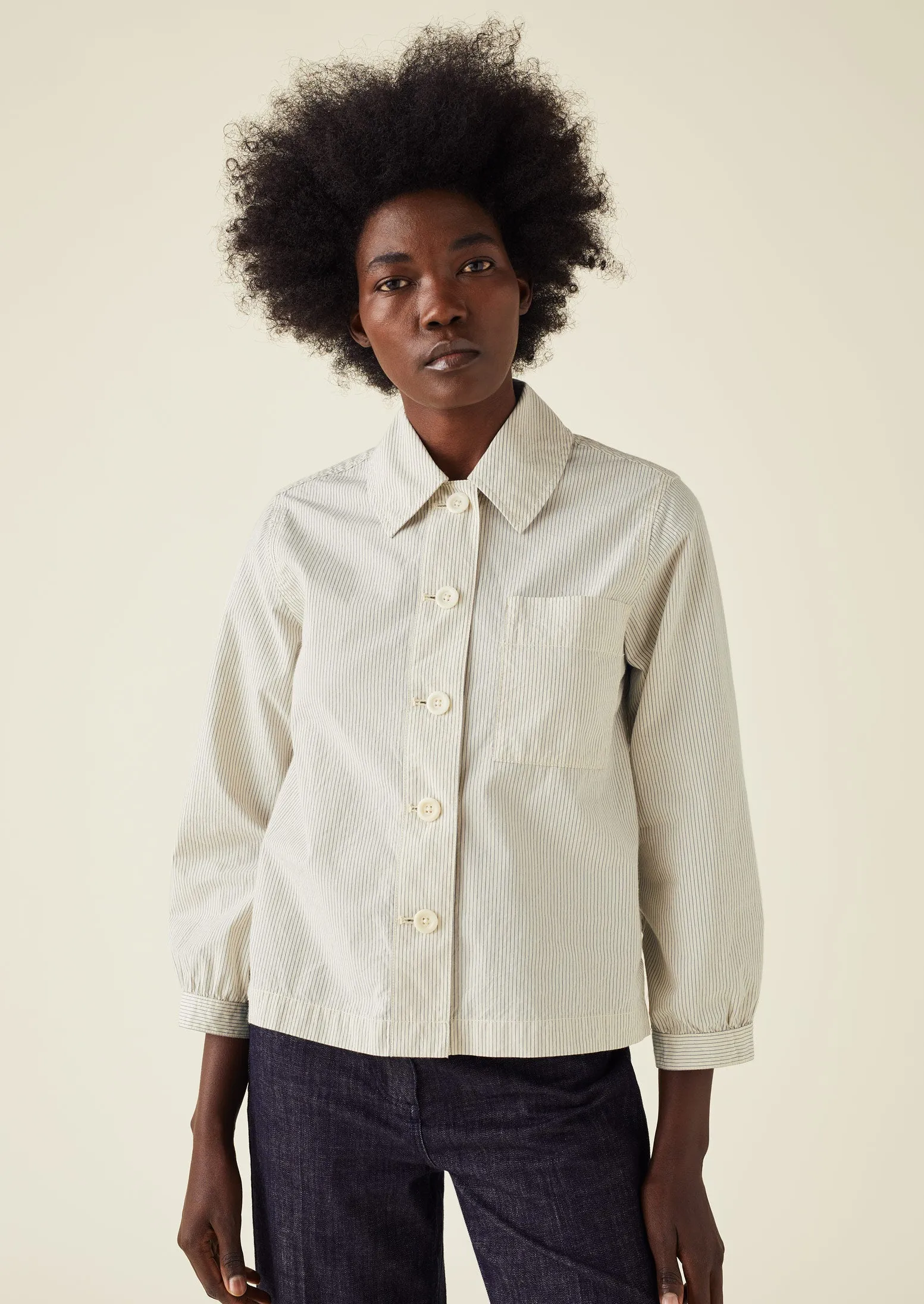 Patch Pocket Stripe Organic Cotton Shirt | Sunwashed Blue