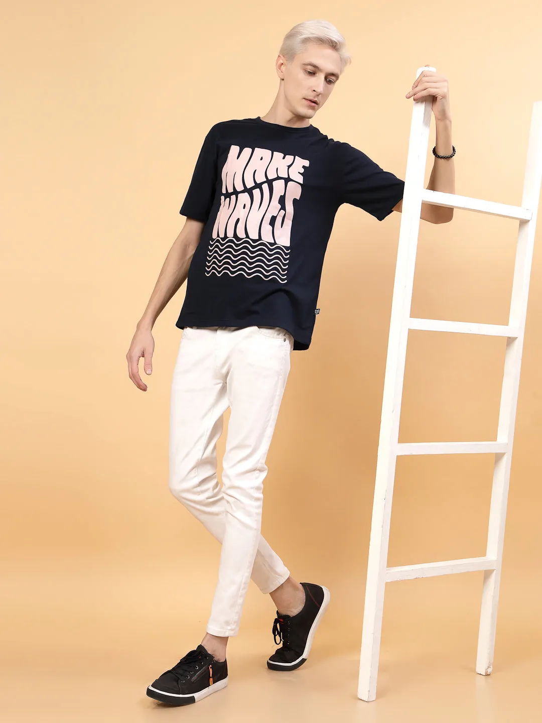 Pattern Printed Slim Fit Cotton Jersey Tees