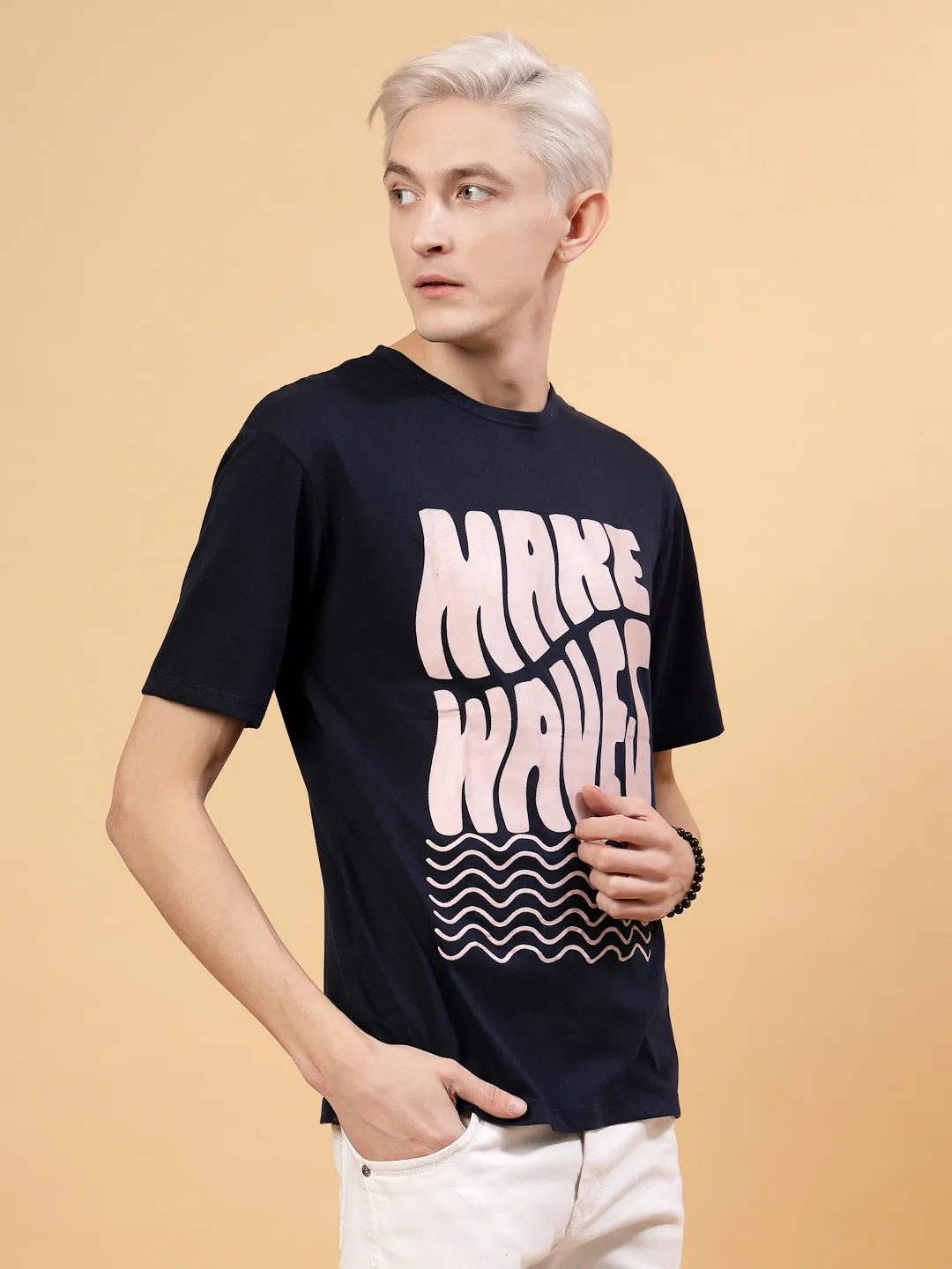 Pattern Printed Slim Fit Cotton Jersey Tees