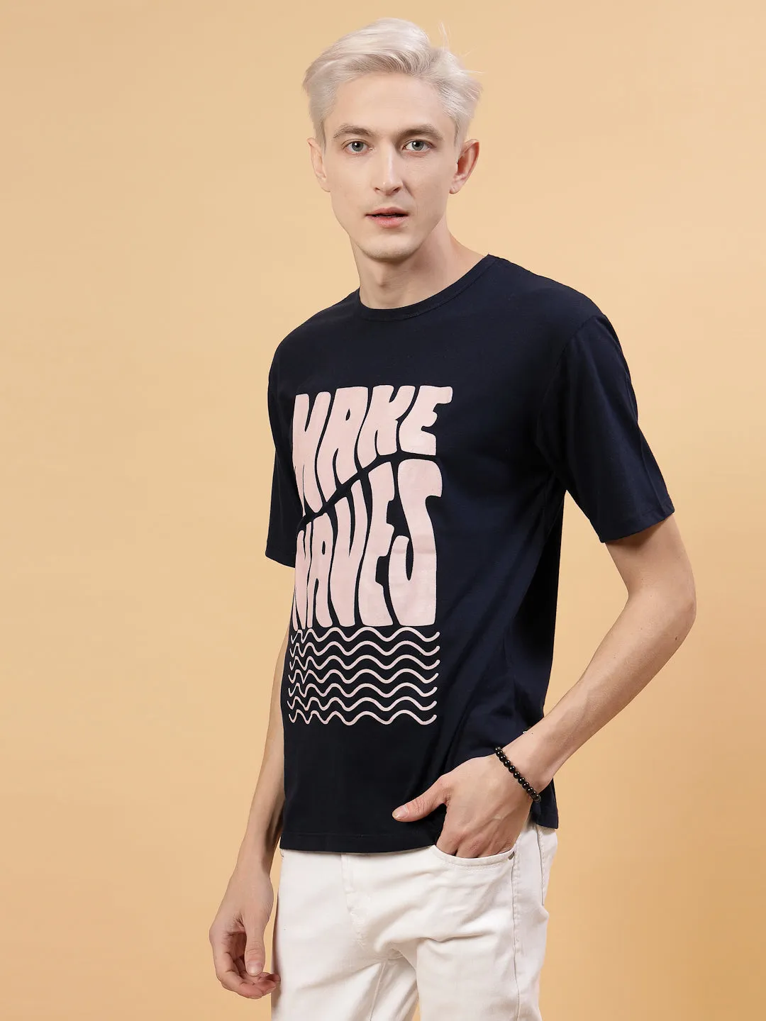 Pattern Printed Slim Fit Cotton Jersey Tees