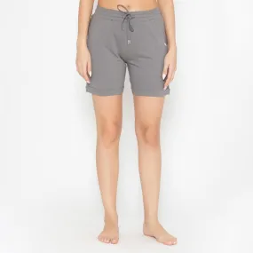 Plain Knitted Shorts For Women - Charcoal Grey