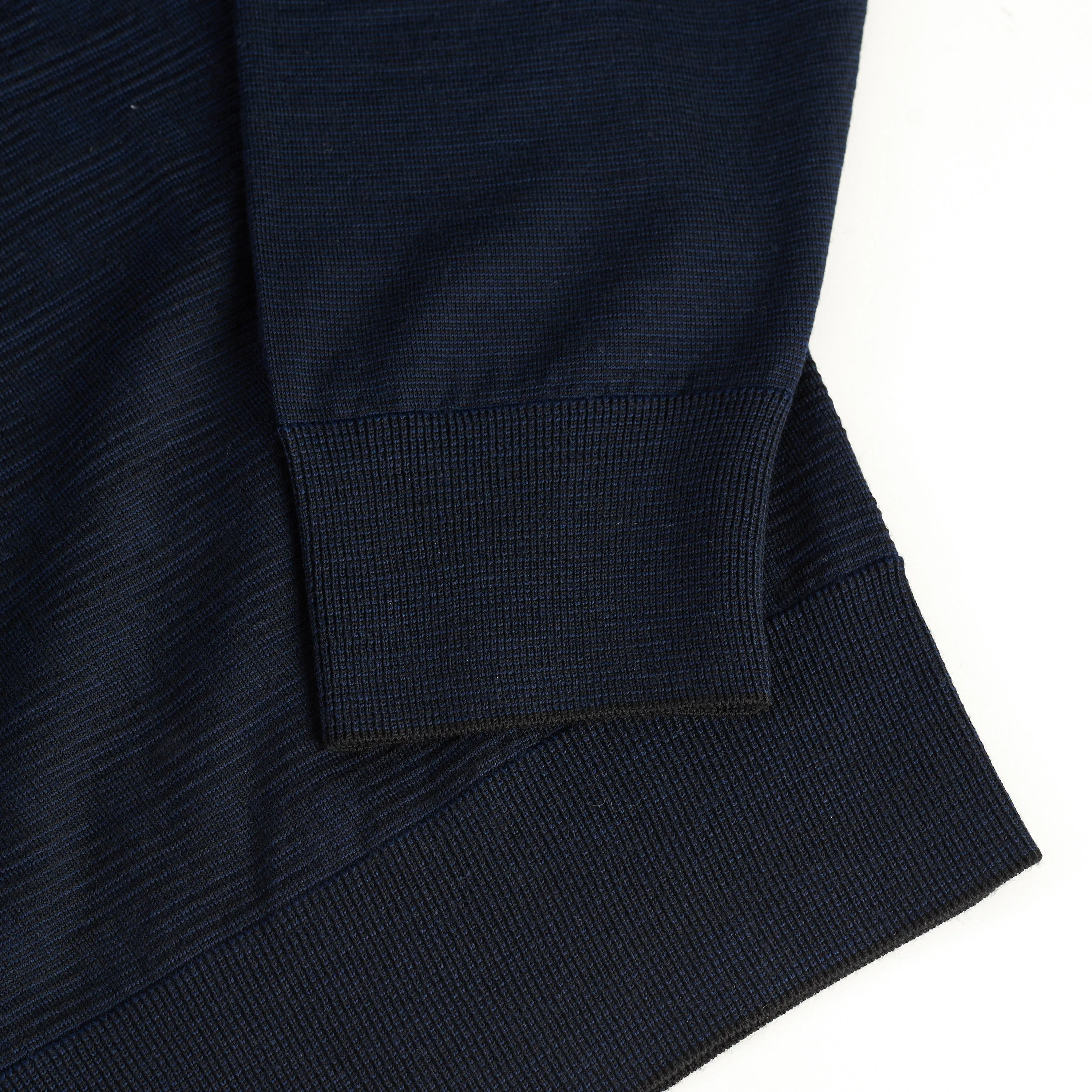 Polo Sweater With Metal Zip In Blue Wool