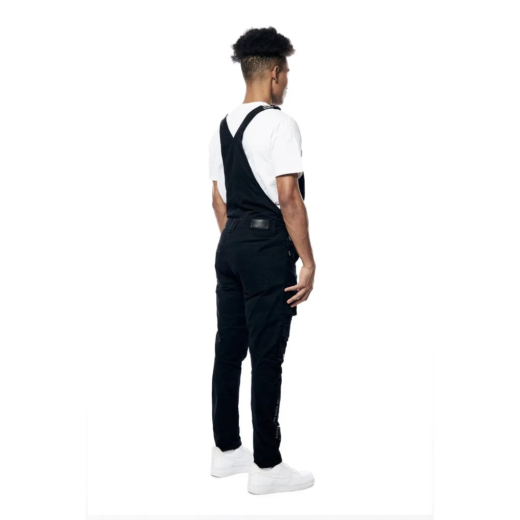 Printed Utility Twill Cargo Overalls - Jet Black