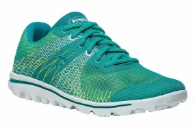 Propet Women Active Walking Shoes - TravelActiv Knit WAT002K- Green/Yellow