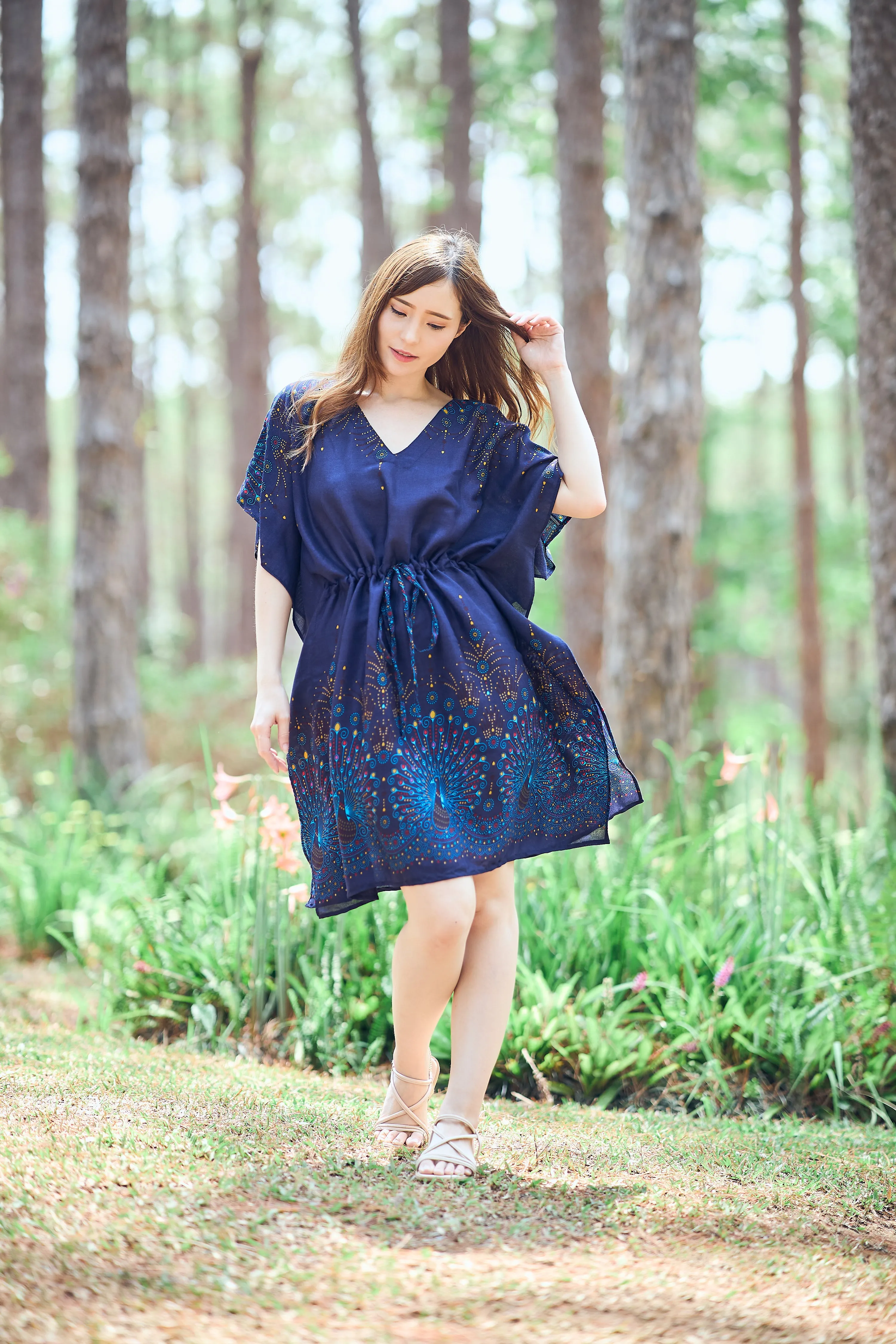 Rayon Boho Tops for Women One Size - Kimono - Dark Blue