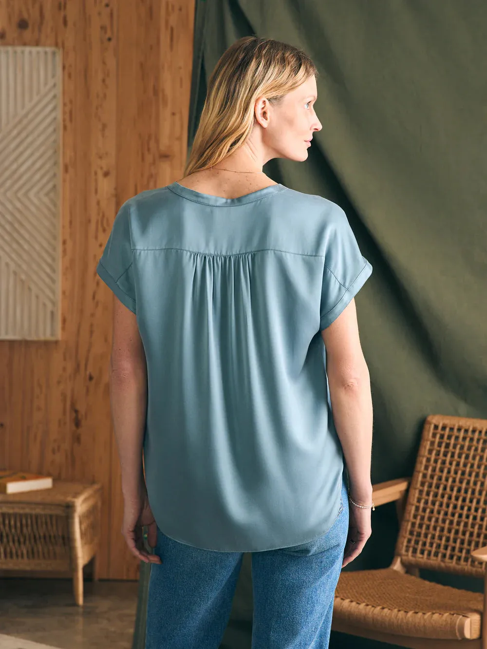 Sandwashed Silk Desmond Top - Lead