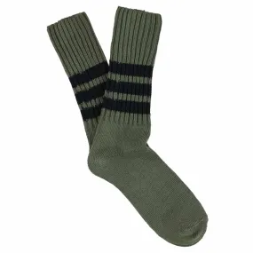 Stripes Crew Socks - Khaki / Blue