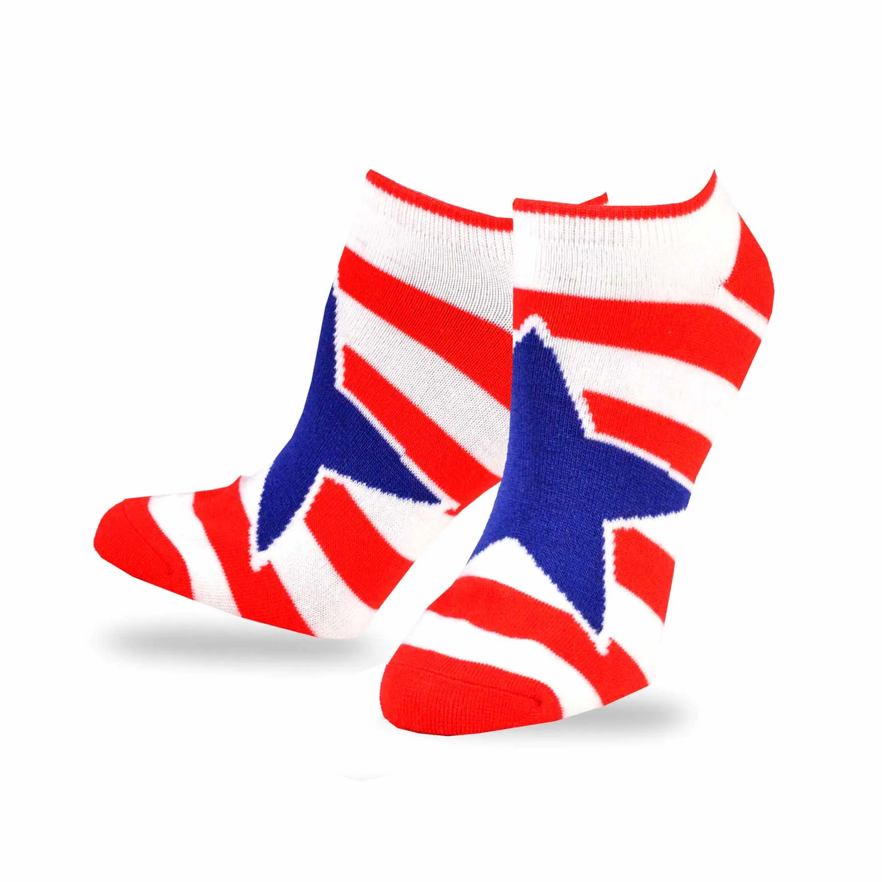 TeeHee Socks Women's 4th of July Cotton No Show Stars and Stripes 6-Pack (11155)