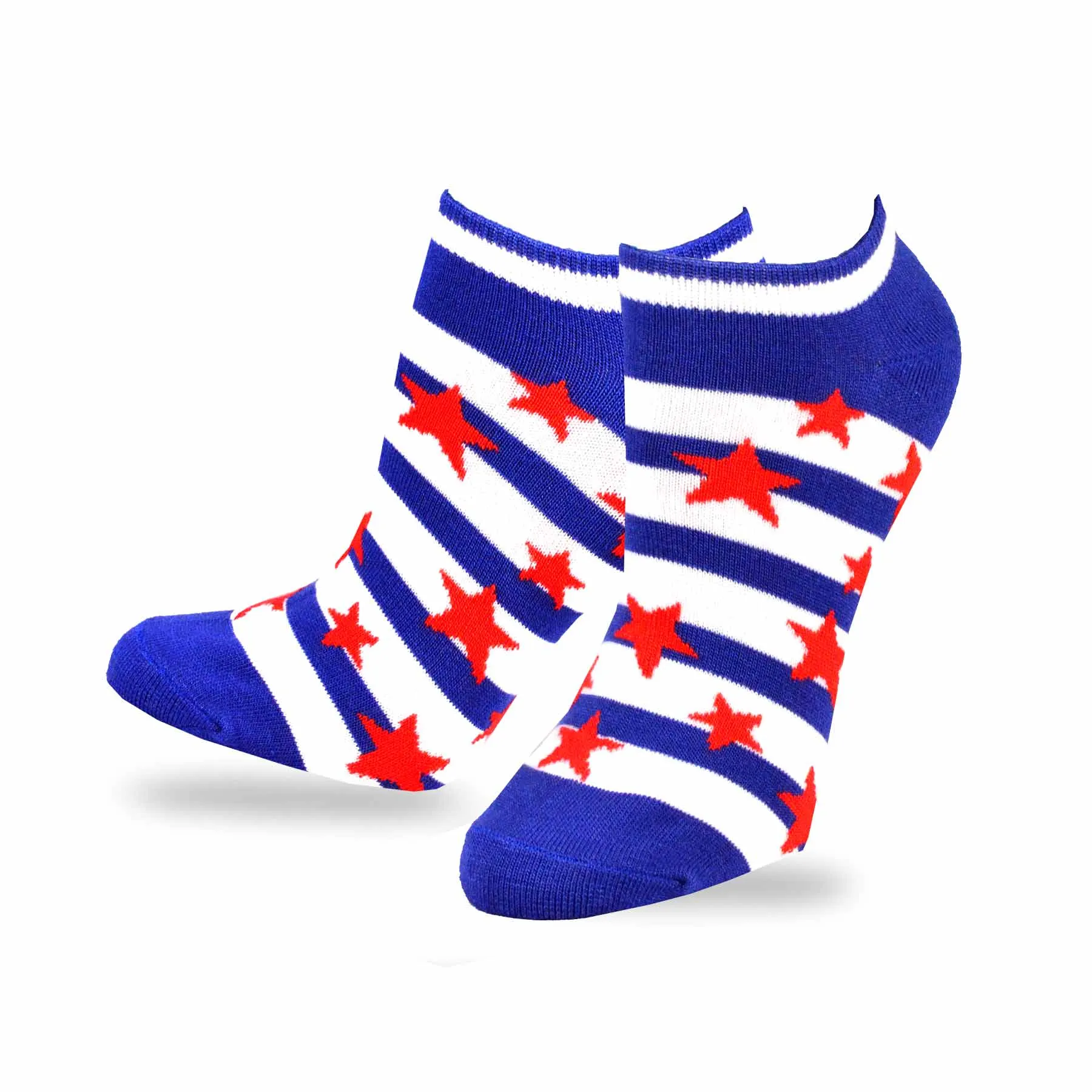 TeeHee Socks Women's 4th of July Cotton No Show Stars and Stripes 6-Pack (11155)