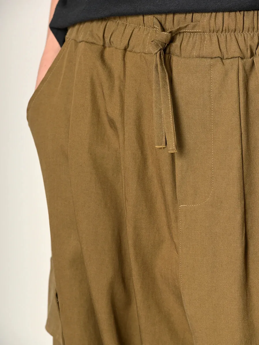 Tencel Cotton Wide Leg Cargo Trousers