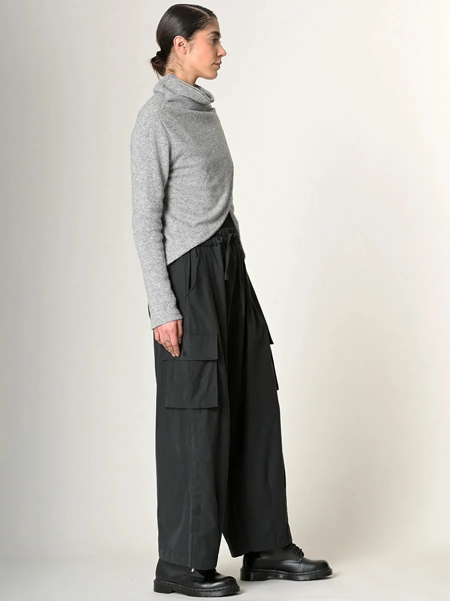 Tencel Cotton Wide Leg Cargo Trousers