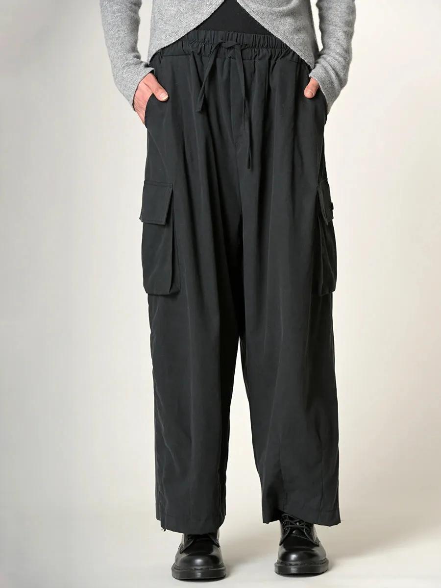 Tencel Cotton Wide Leg Cargo Trousers