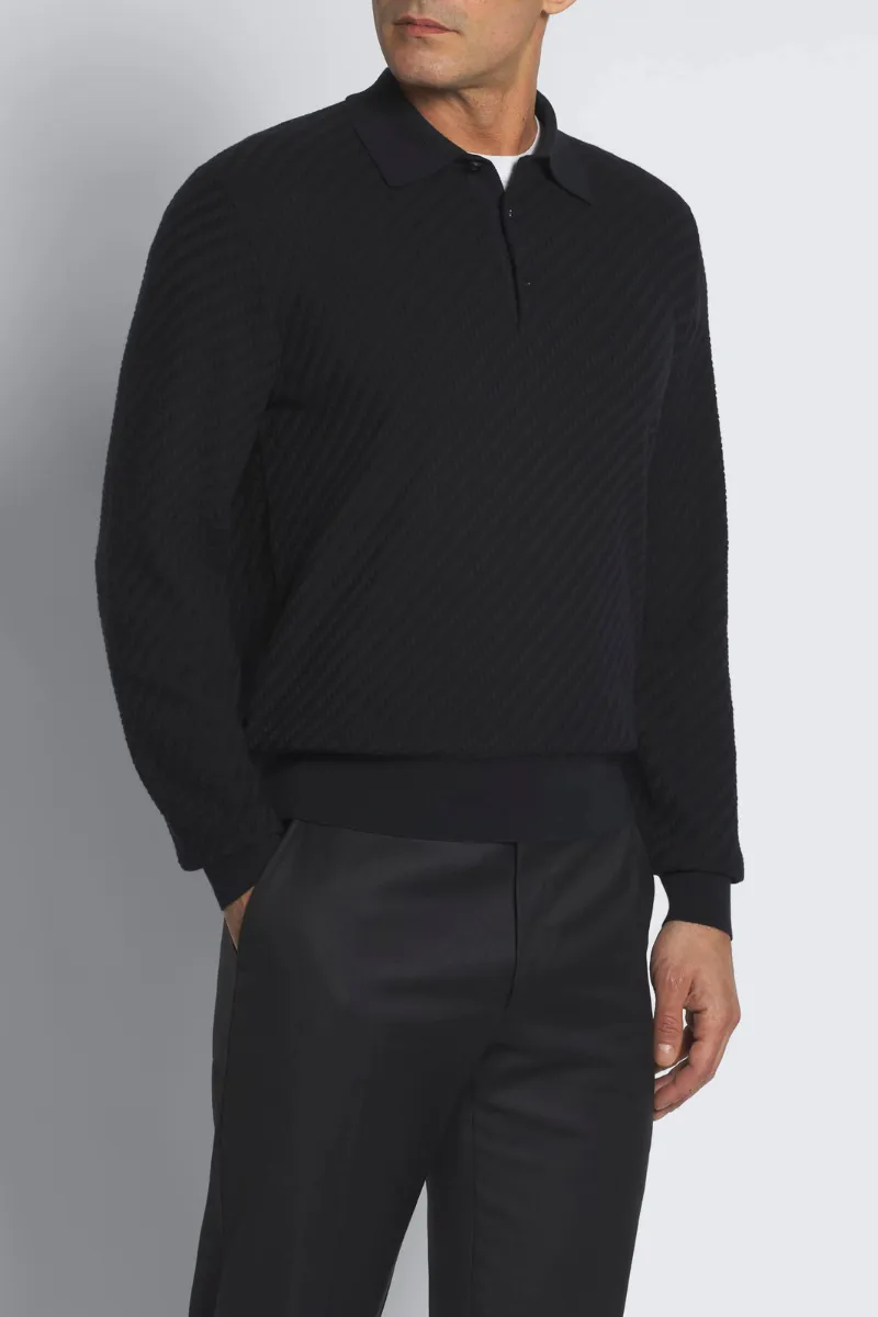 Trama Weave Polo Sweater