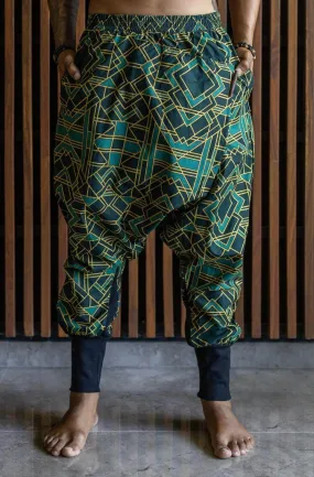 VALO SPIRIT NINJA Green Geometric - Comfortable Cotton Harem Pants