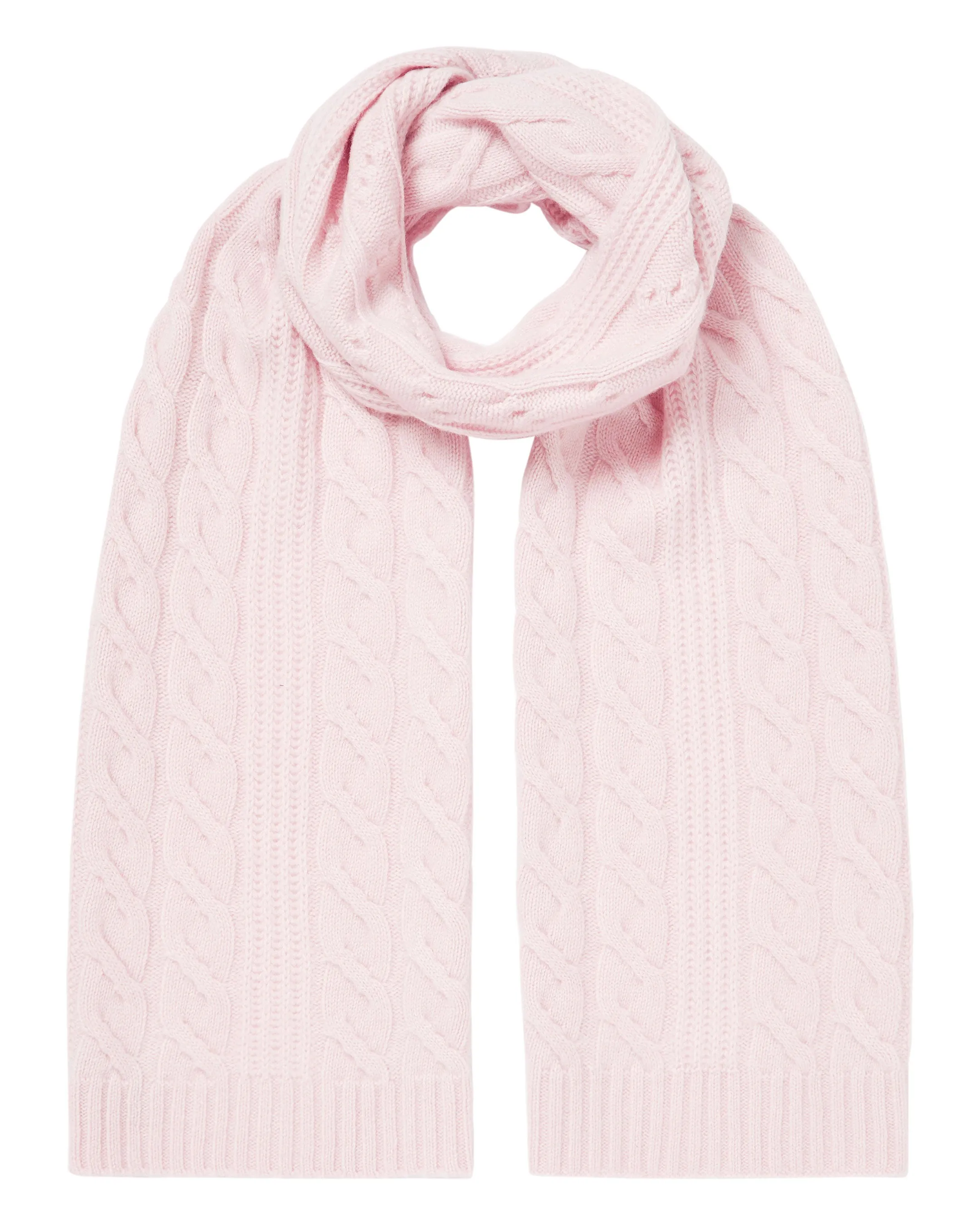 Women's Cable Rib Cashmere Scarf Quartz Pink