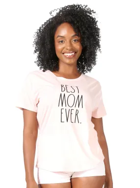 Women's "BEST MOM EVER" Short Sleeve Shirttail Hem T-Shirt